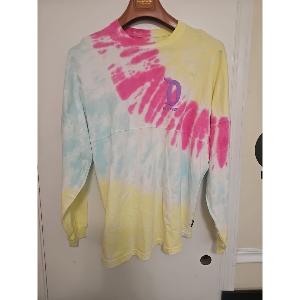 Walt Disney Land Spirit Jersey Spell-Out Tie Dye Long Sleeve Adult Size Large